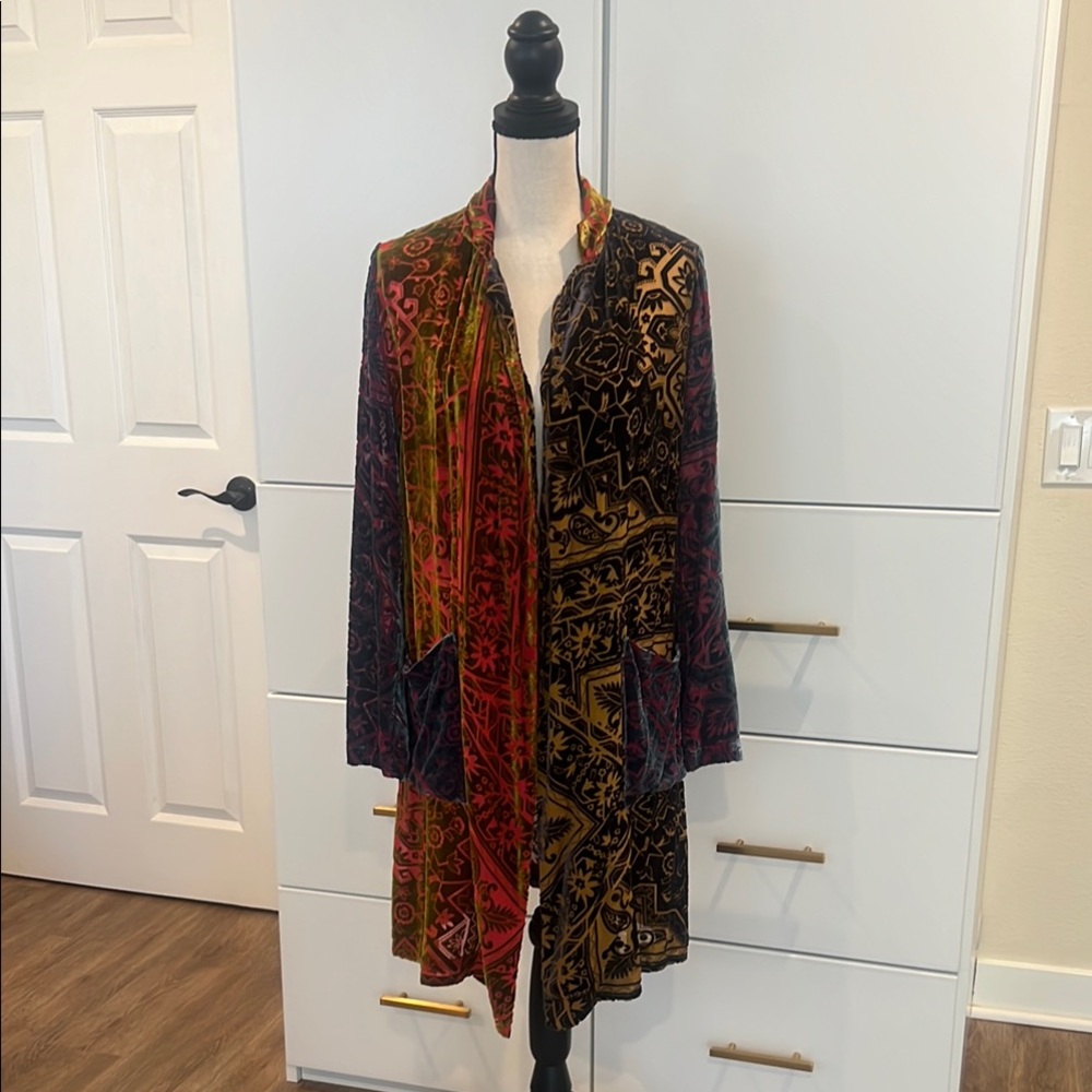 Johnny Was Multicolor Velvet Duster